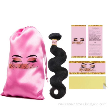 Private Label Tags Silk Satin Bags Custom Logo Design Print Hair Bundles Wigs Wrap Labels Hair Extensions Shipping Package